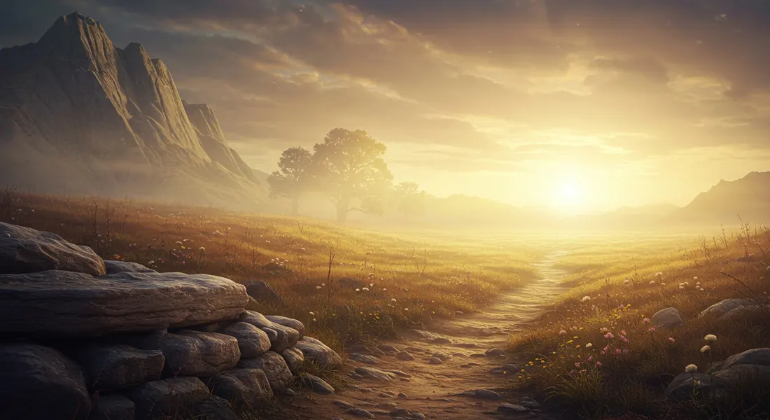 image of a valley at sunset meant to inspire a sense of wonder and awe